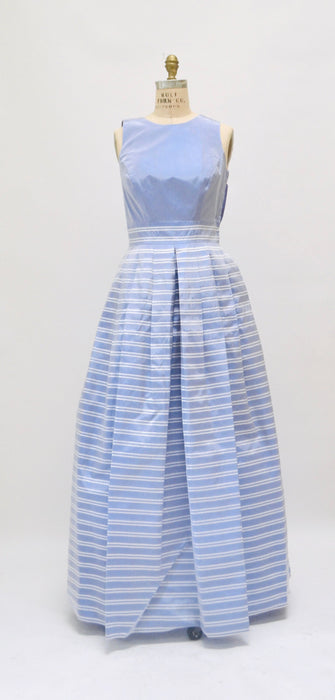 90s 00s Y2K Ball Gown Dress Lavender Blue 90s Prom Party Dress XS Small // Vintage Princess Gown Party Dress metallic Silver Stripe Dress