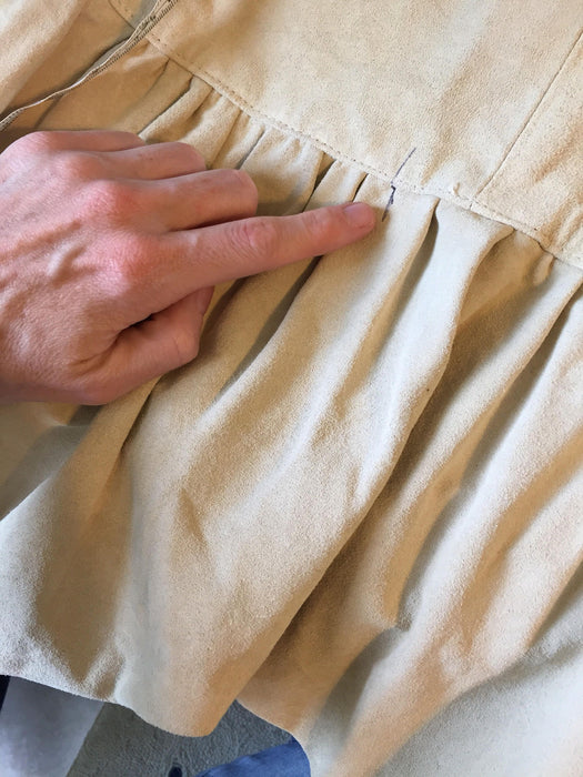 Vintage Tan Suede Leather Skirt Prairie Skirt Midi Camel tan leather skirt Size Small Rodeo cowgirl boho