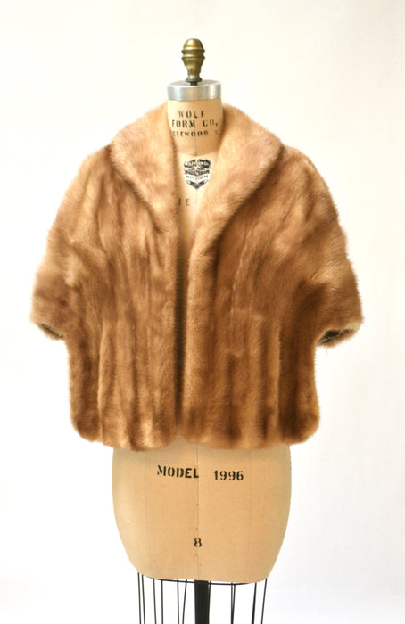 Vintage Mink Stole Honey Blonde Vintage Fur Stole Cape// Vintage Fur Cape in Blonde Cream Brown Winter Wedding