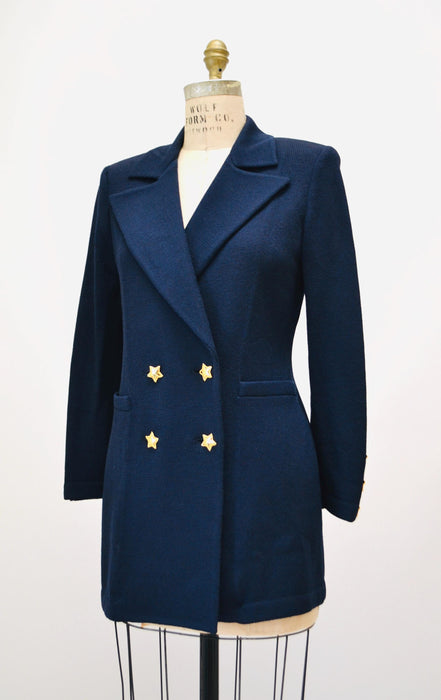 Vintage St. John Collection Navy Blue Jacket Sweater Blazer Size 6 Medium Blue Knit Blazer St John Navy Blue Vintage Knit Jacket Nautical
