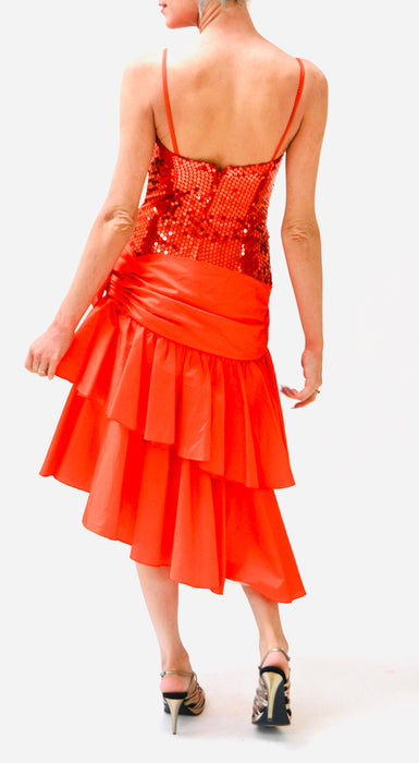 Vintage 80s Prom Dress Red Sequin Dress XXS XS Small// 80s Party Red Sequin Dress Flamenco Ruffle Barbie Pageant Drag Queen Alyce Designs