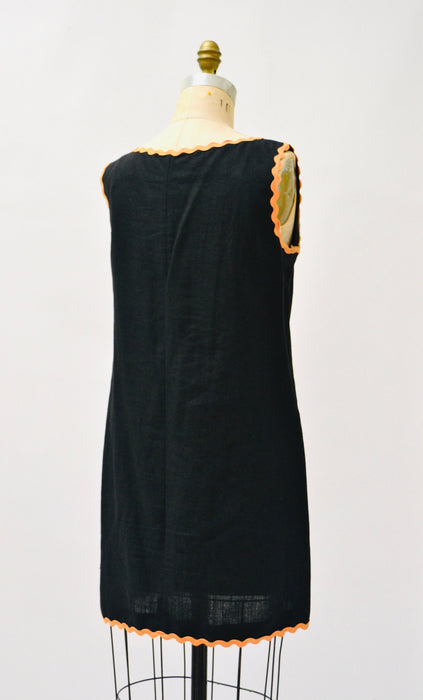 90s Vintage Moschino Dress With Heart Pocket Black Linen Dress Cheap & Chic made in Italy Small Medium Black Moschino Dress 1995 The Nanny