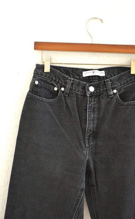 Vintage Black Jeans By Tommy Hilfiger High Waisted Tapered Leg 80s 90s Denim Pants Size Small Medium Black Jeans Denim