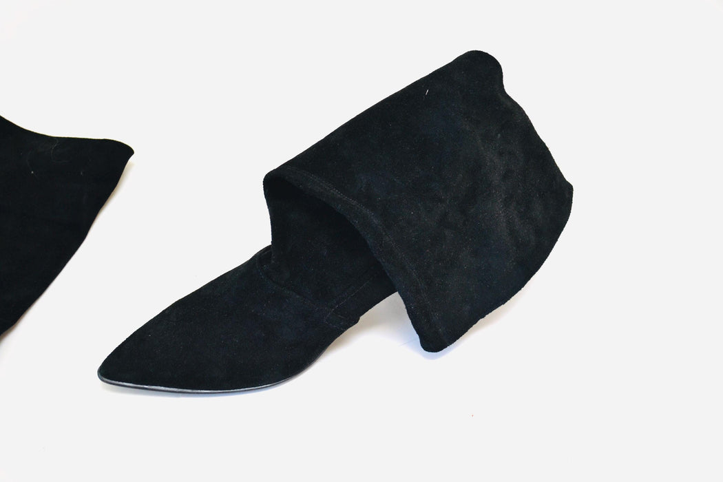 90s Y2K 00s Vintage Black Leather Boots Size 7 1/2 High Heel Pointed Toe Kitten Heel// Vintage Size 7 1/2 Black Leather Boots Franco Sarto