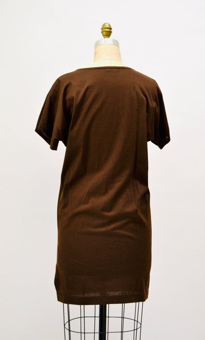 80s Vintage T Shirt Tunic Brown Beaded George Barbier Fashion Illustration Printed Sequin Beaded Erte Top Shirt French Art DIDIER RONSARD