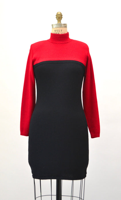 80s Vintage Red St John Dress Saks Fifth Avenue Red Knit Dress by St John // 80s Red Sweater Knit Dress Small Medium 80s Glam Designer Dress