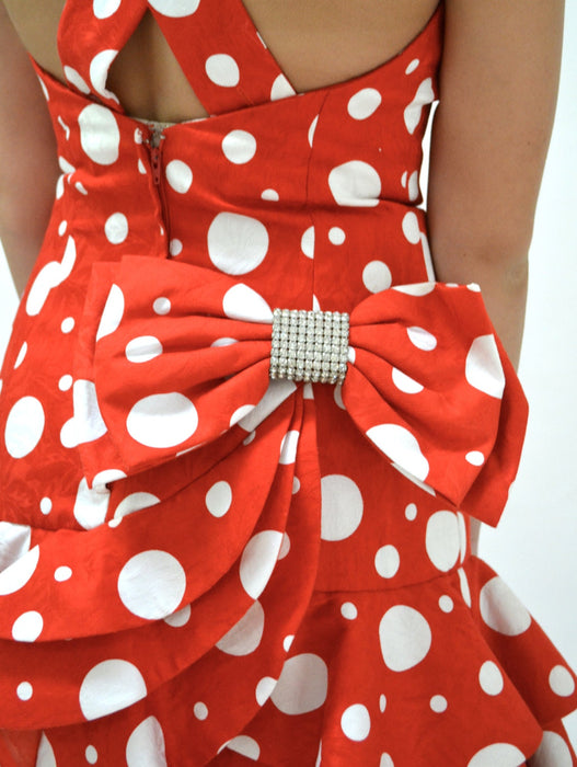80s does 50s Vintage Party Dress Red Polka Dots by Lillie Rubin// 80s Red Prom Dress Red and White Polka Dot Dress with Ruffles Small Medium