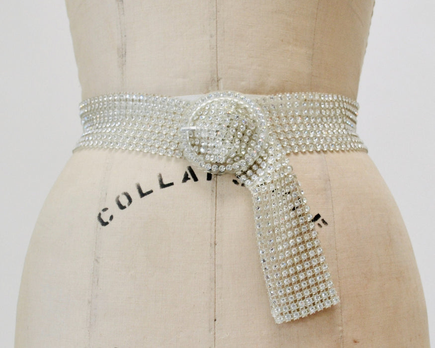80s Vintage Rhinestone Belt Small Medium large Rhinestone Wedding Belt Rhinestone Cowboy Metallic Belt Small Medium Large
