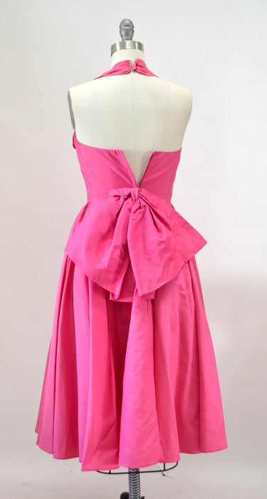 80s 90s Vintage Pink Party Prom Dress XS small Pink Halter Neck dress // Vintage 80s Party Cocktail Dress Crinoline Barbie Marilyn Monroe