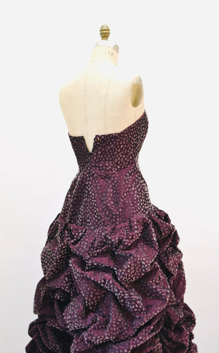 90s Vintage Silk Gown Strapless Evening Gown with Shawl Silk Purple Velvet by  Michael Casey Couture Small Medium Purple Evening Ball Gown