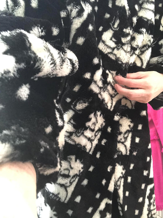 Vintage Faux Fur Jacket Coat Vintage Betty Boop Black White Fur Betty boop Film Fashion Coat Small Small Medium Apparence Paris Face Coat