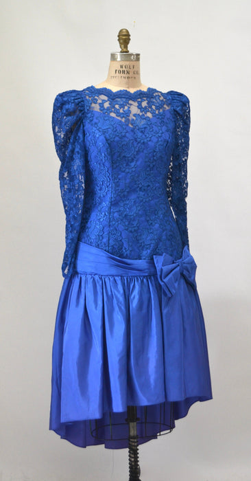 80s Prom Dress Small Medium Blue Lace Barbie Party Prom Dress // Vintage 80s Blue Party Dress Lace Club Princess Dress Small Medium