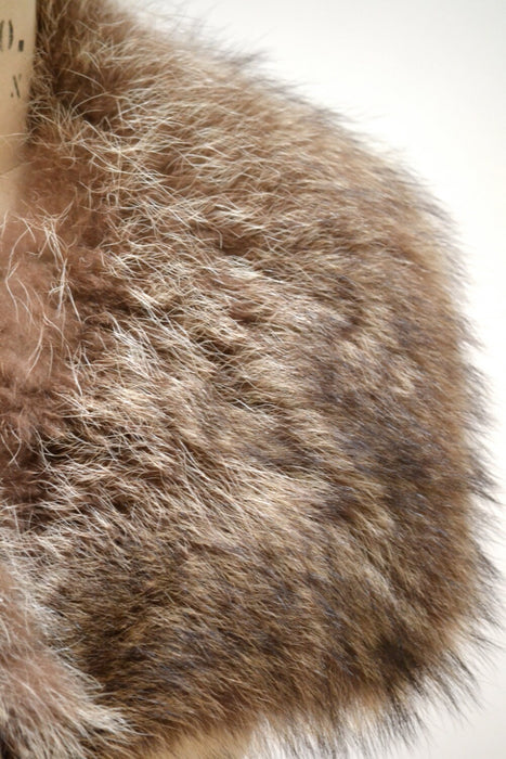 Vintage Brown Fur Collar Wrap Stole Raccoon// Vintage Fur Collar Brown Grey Winter Wedding Fur Jacket