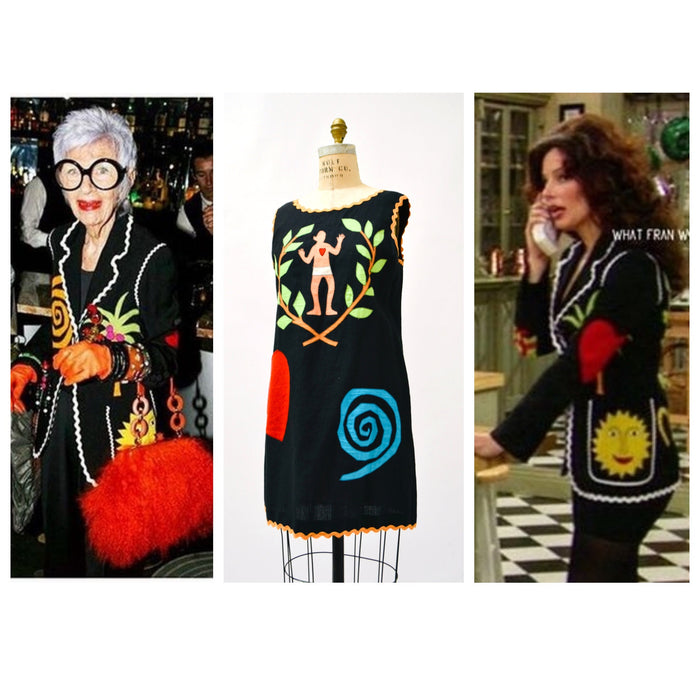90s Vintage Moschino Dress With Heart Pocket Black Linen Dress Cheap & Chic made in Italy Small Medium Black Moschino Dress 1995 The Nanny