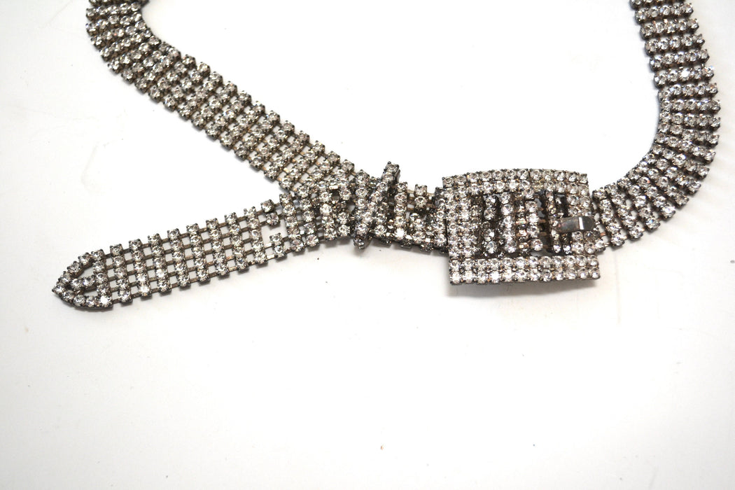 70s 80s Vintage Silver Rhinestone Belt Small Medium large Rhinestone Wedding Belt Rhinestone Cowboy Metallic Belt Small Medium Large