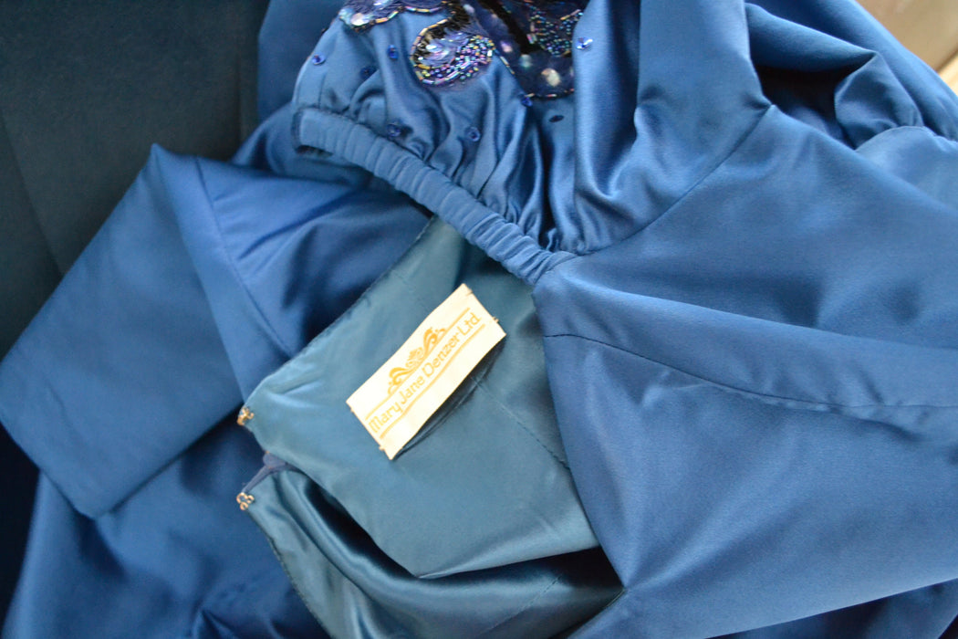 80s 90s Ball Gown Dress Blue Teal 80s Prom Party Dress Small Medium // Vintage 80s Pageant Princess Dress Ball gown Party Dress Cinderella