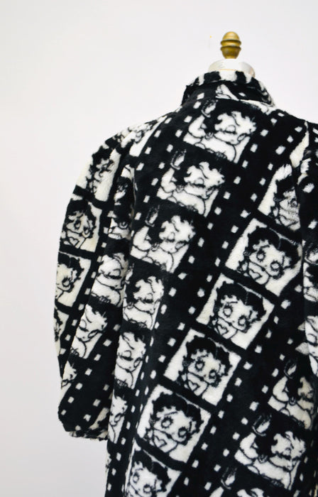 Vintage Faux Fur Jacket Coat Vintage Betty Boop Black White Fur Betty boop Film Fashion Coat Small Small Medium Apparence Paris Face Coat