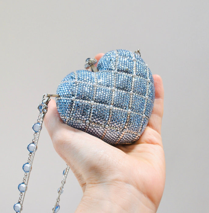 90s Vintage Blue Silver Crystal Evening Bag Swarovski Crystal Something Borrowed Blue Crystal Minaudiere Wedding Evening Bag K Baumann