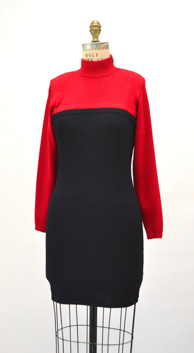 80s Vintage Red St John Dress Saks Fifth Avenue Red Knit Dress by St John // 80s Red Sweater Knit Dress Small Medium 80s Glam Designer Dress