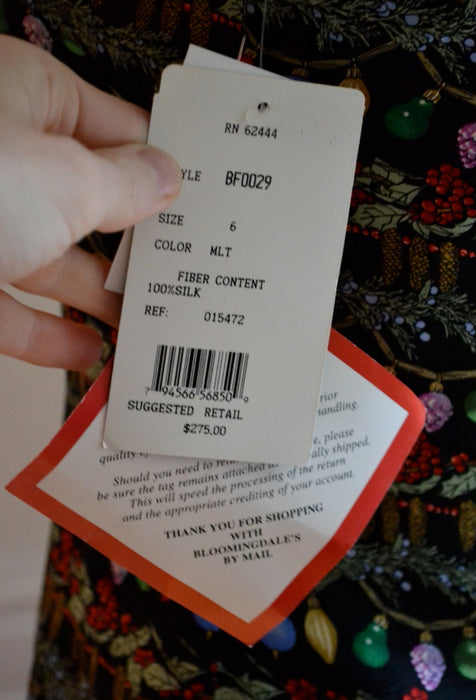 Vintage Christmas Dress Party Dress Nicole Miller Silk Dress MediumVintage Holiday Party Dress Black Silk Xmas Christmas Lights