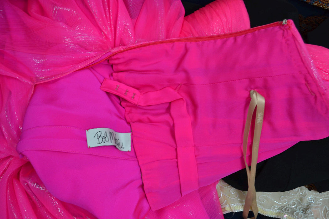 80s 90s Vintage Silk Dress Pink Magenta Dress XXS XS By Bob Mackie Silk// Vintage Wedding Silk Pink Strapless Silk Pink Party Cocktail Dress