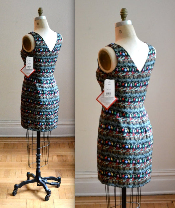 Vintage Christmas Dress Party Dress Nicole Miller Silk Dress MediumVintage Holiday Party Dress Black Silk Xmas Christmas Lights