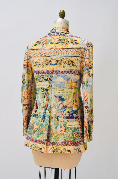90s Vintage Moschino Cheap & Chic Vintage Olive Oyl Popeye Tapestry Print Blazer 1990s Animal Print Jacket Blazer made in Italy