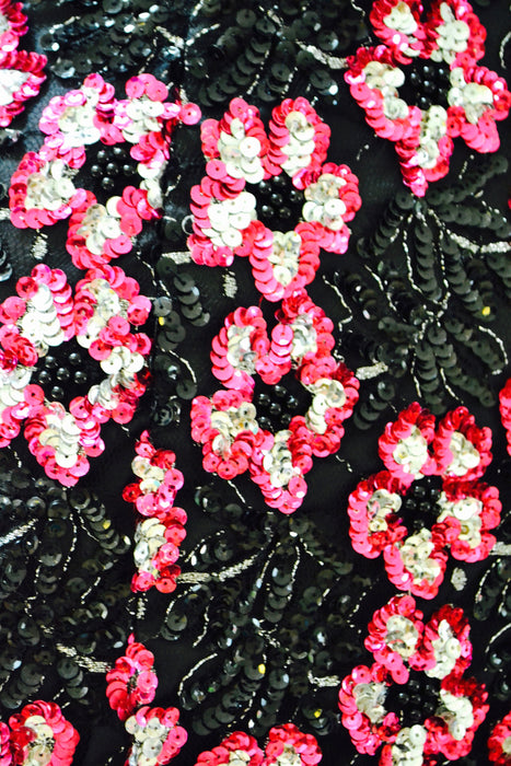 80s Vintage Prom Dress In Black and Pink XXS XS Small // 80s Black and Pink Sequin Dress Alyce Designs XS Small Pageant Drag Dress