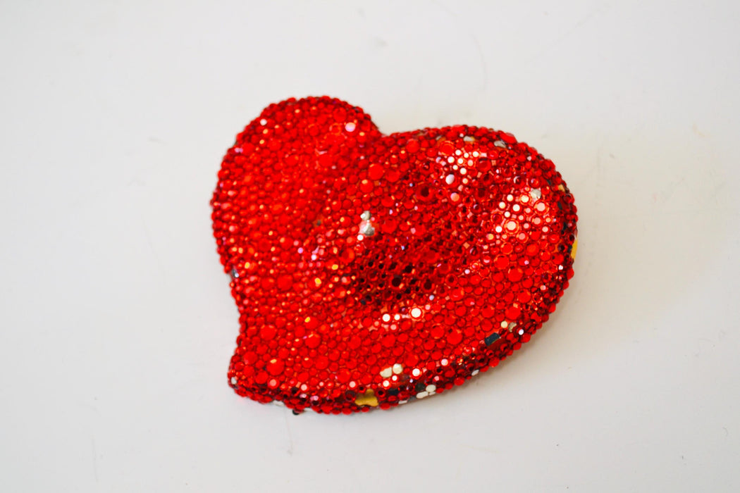 90s Vintage Kathrine Baumann Beverly Hills Red Crystal Heart Belt Buckle Heart Love Wedding Crystal Belt Buckle Large Red Heart Wedding Belt