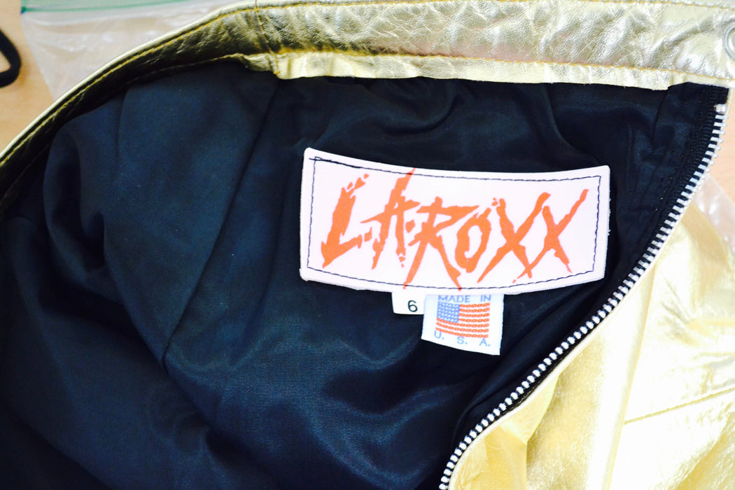 Vintage Metallic Gold Leather Skirt XS Small By LA ROXX