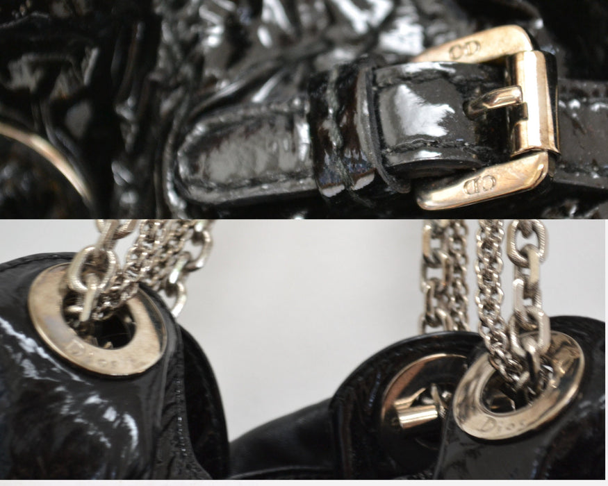 Vintage Y2k Patent Leather Cannage Christian Dior Bag Purse Vintage Black Dior Hobo Quilted Le Trente Black Patent Leather Shoulder Bag