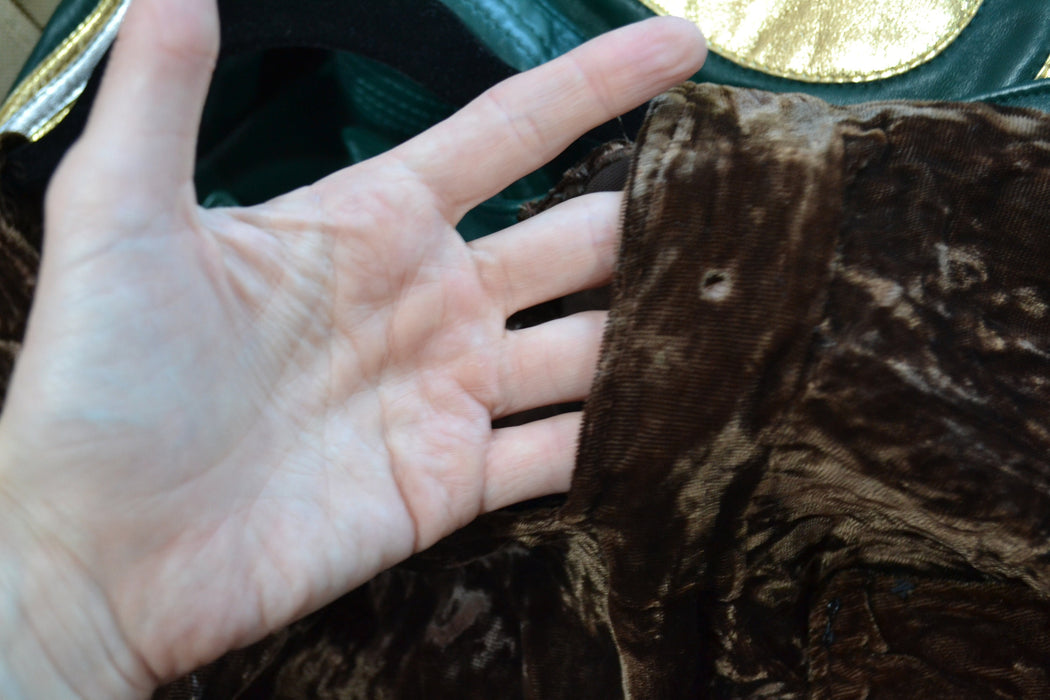 70s AMAZING Vintage Brown Crushed Velvet Fringe Top and Skirt By David Silverman Made in England Fringe 70s Festival Boho Top Skirt Dress