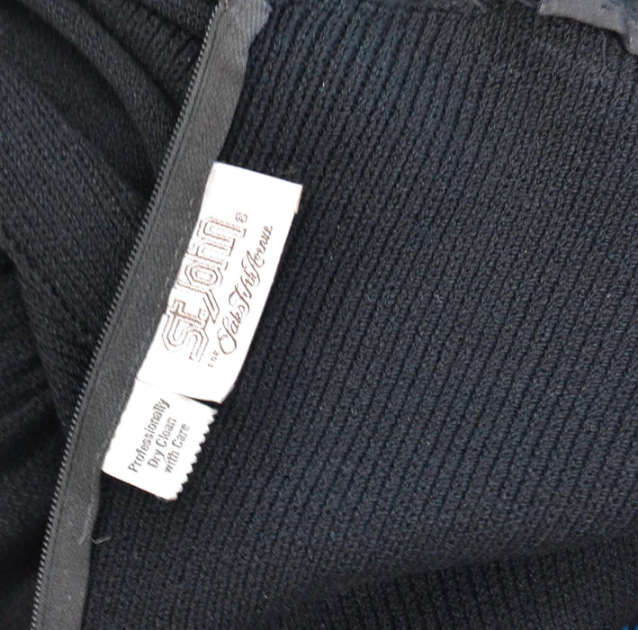 80s Vintage St John Dress Black Knit Dress By St John Beaded  Knit Long Sleeve Dress // 80s Black Sweater Knit Party Dress Small Medium