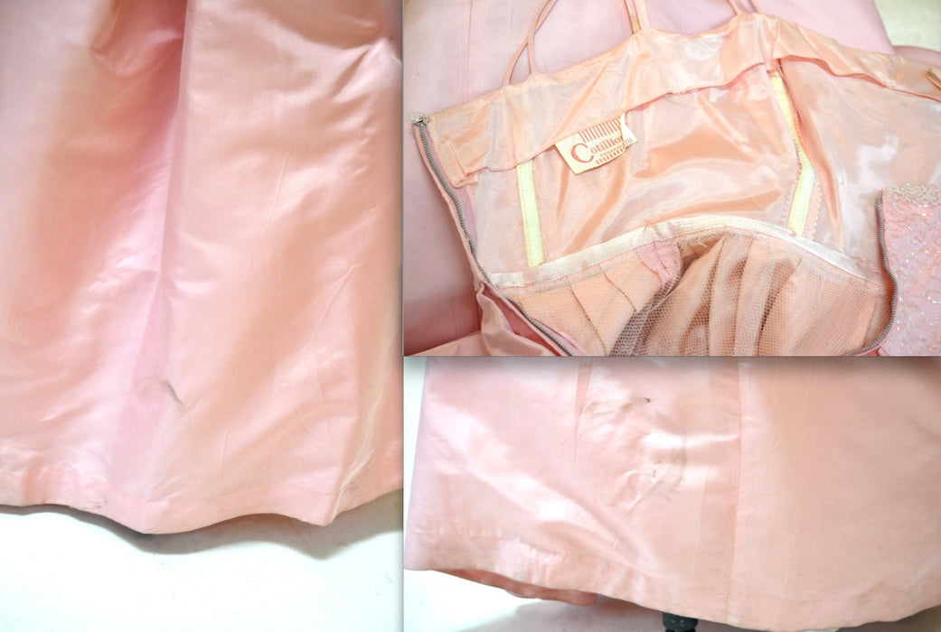 1950s Vintage Prom Dress Size Small Medium Pink// 1950s Vintage Bridesmaid Wedding Dress Evening Gown Beaded in Pink Size Small Medium