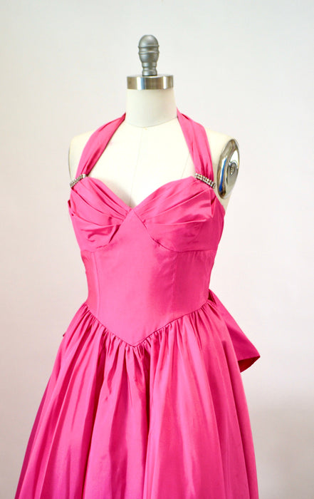 80s 90s Vintage Pink Party Prom Dress XS small Pink Halter Neck dress // Vintage 80s Party Cocktail Dress Crinoline Barbie Marilyn Monroe