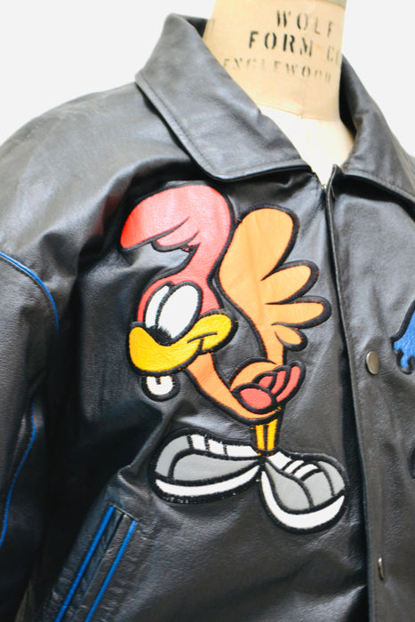 80s 90s Vintage Tiny Toons Adventures Leather Jacket Looney Tunes Cartoon Large Montana Toons Leather Jacket Warner Bros Taz Bugs Bunny