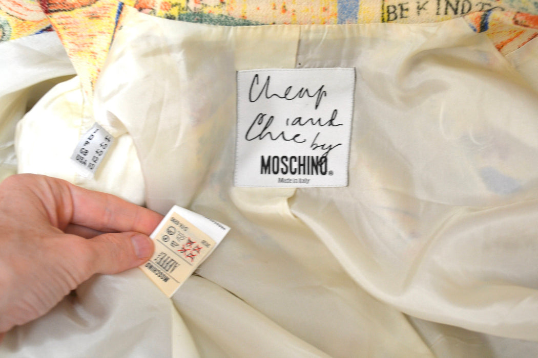 90s Vintage Moschino Cheap & Chic Vintage Olive Oyl Popeye Tapestry Print Blazer 1990s Animal Print Jacket Blazer made in Italy