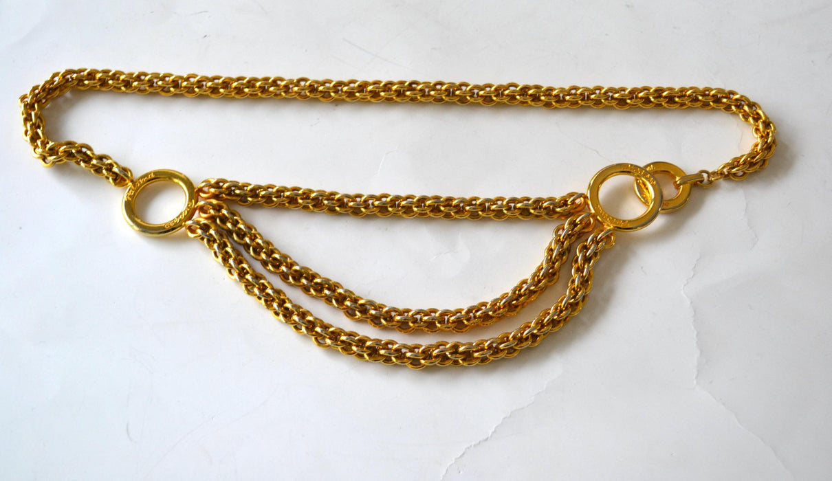 80s 90s Vintage Gold Chain Belt Gold Paloma Picasso Chain-Link Belt XS SMALL Medium Vintage Gold designer Belt