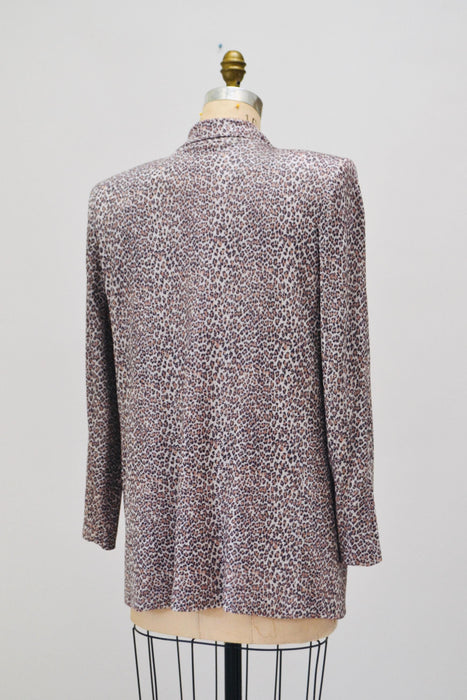 90s Vintage Jacket Animal Print Blazer Metallic Leopard Print Criscione Small // 90s Vintage Leopard Print Jacket Nanny Jacket Knit Blazer