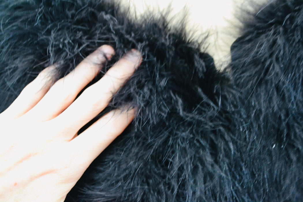 90s Vintage Black Feather Jacket Marabou Feather Jacket Coat Medium Large // Vintage 90s Black Feather Jacket Vintage Glam party Jacket