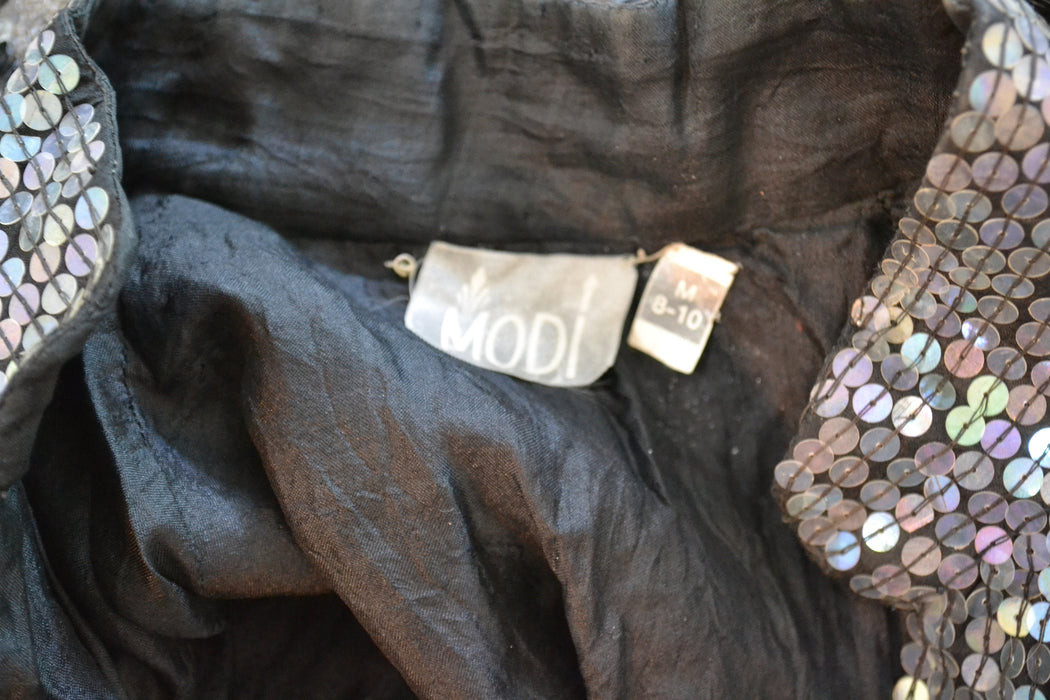 80s 90s Vintage Sequin Jacket with Rolls Royce Car Hologram Sequin Jacket small// Vintage Black Sequin Bomber Jacket Small Medium by Modi