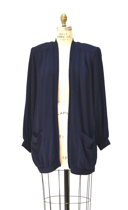 80s Vintage St. John Navy Blue Oversized Cardigan Size Medium Large Navy Blue Sweater Cardigan St John Black Vintage Cardigan Sweater