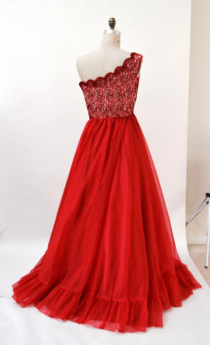 80s Vintage Evening Gown Dress Red XS Small LONG Dress// Vintage 80s Red Prom Dress Evening Gown Scarlet Ohara Princess Dress By Mike Benet