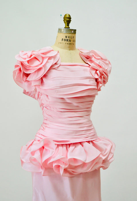 80s 90s Vintage Pink Prom Party Dress By Lillie Rubin Pink Barbie Pageant Dress 80s 90s Pink party Dress Ruffles Small Medium