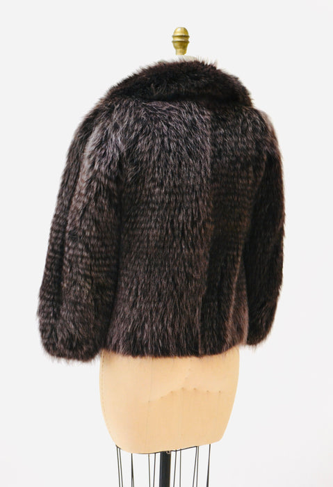 90s y2k Vintage FENDI Fur Jacket Dark Purple Grey Fur Jacket Coat Henri Bendel New York XXS XS Small// Fendi Fox Fur Jacket Grey Purple