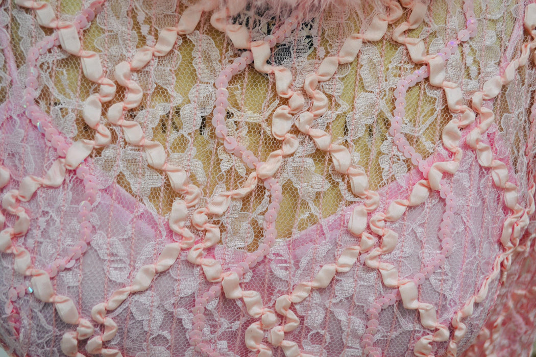 80s Vintage Pink Sequin Feather Dress Gown Pat Richards Medium// 80s 90s Vintage Pink Prom Barbie Bridesmaid Party Dress Gown Pink Princess