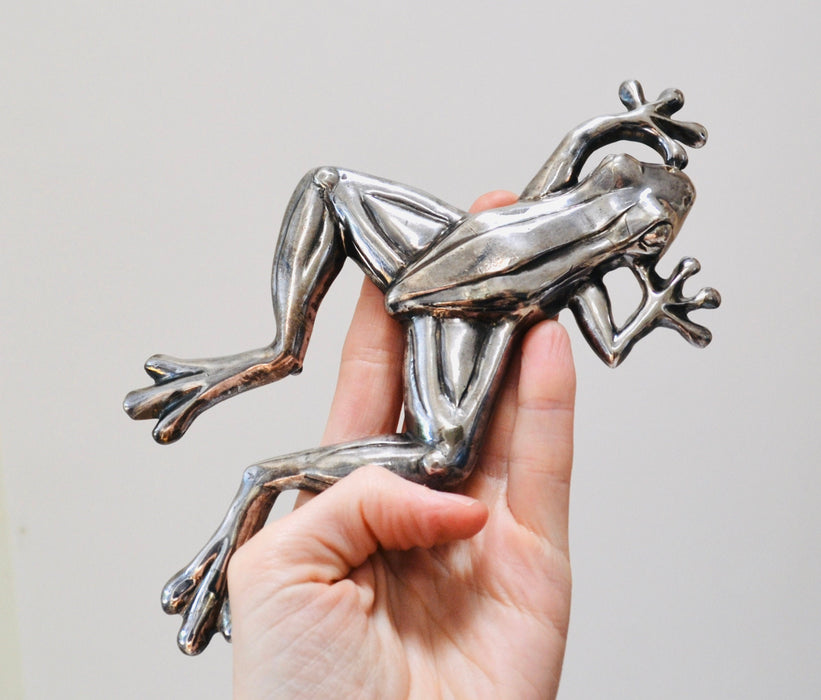 90s Vintage Katherine Baumann Beverly Hills Silver Tree Frog Belt Buckle Metallic Silver Wedding Frog Belt Buckle Large Silver Belt Buckle