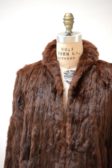 Vintage Fur Stole jacket Brown Vintage Fur Cape Caplet Brown Auburn// 1930s 40s Brown Vintage Fur Cape Stole Jacket