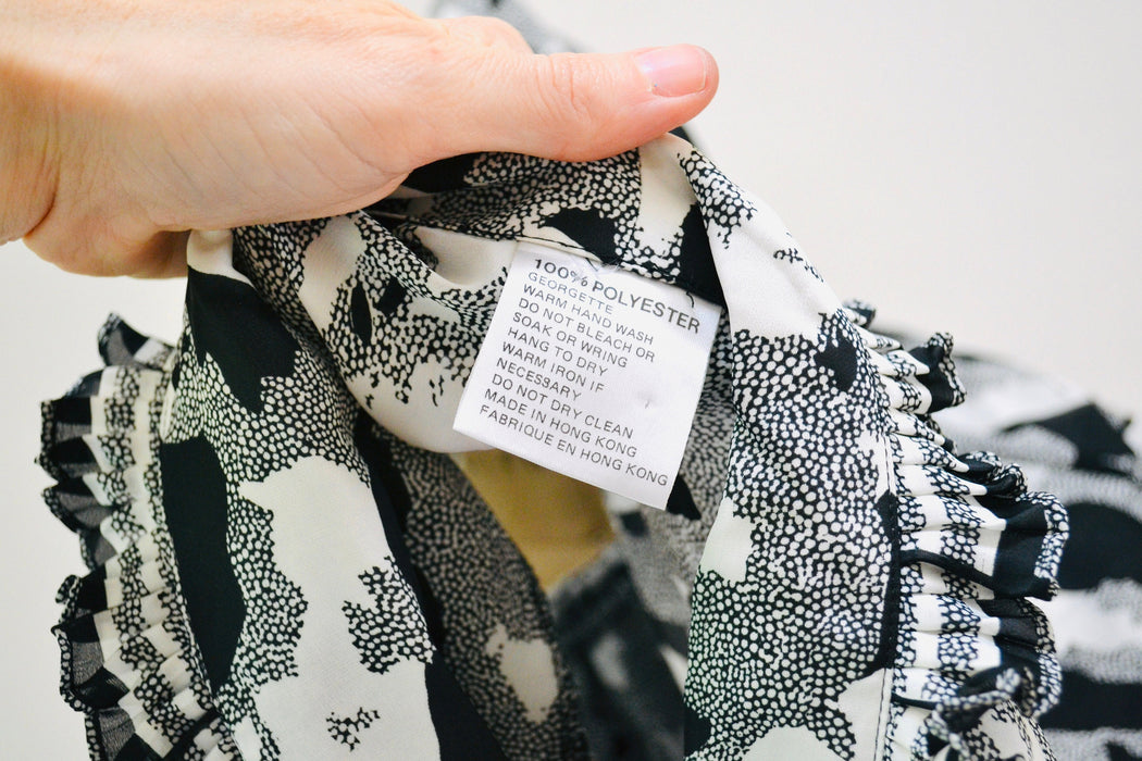 80s Party Ruffle Dress Black White Floral Print Ruffle Peasant Dress Medium Dress Diane Freis inspired 80s 90s Ruffle Summer Party Dress