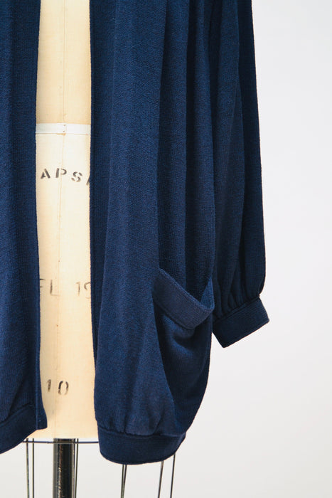 80s Vintage St. John Navy Blue Oversized Cardigan Size Medium Large Navy Blue Sweater Cardigan St John Black Vintage Cardigan Sweater